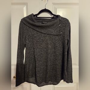 Nwot Charcoal Buttoned Split Neck Sweater